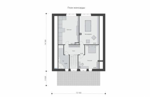 Проект одноэтажного дома с верандой и мансардой