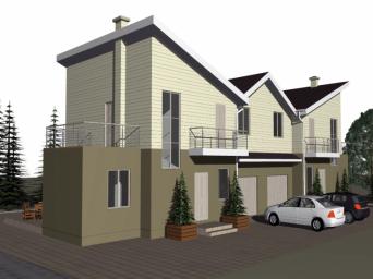 Дом с мансардой, гаражом, террасой и балконами - 1 секция